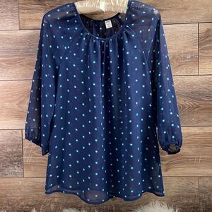 Old Navy Ladies Sheer Scoop Neck Top Blouse Size Medium, Navy Blue